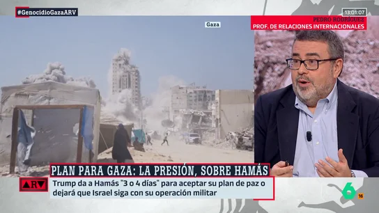 Pedro Rodríguez destaca que el plan de Trump es un "cheque en blanco" para Netanyahu: "No deberíamos llamarlo de paz, es un ultimátum" Pedro Rodríguez destaca que el plan de Trump es un "cheque en blanco" para Netanyahu: "No deberíamos llamarlo de paz, es un ultimátum"