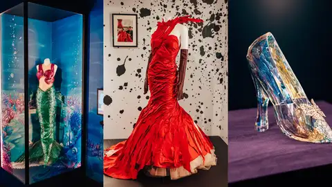 Zapatilla de cristal de la versión de acción real de Cenicienta, Modelo vestido por la actriz Emma Stone en la película de acción real Cruella y Modelo de Ariel vestido por la actriz Auli‘i Cravalho, en The Wonderful World of Disney Presents The Little Mermaid LIVE! Zapatilla de cristal de la versión de acción real de Cenicienta, Modelo vestido por la actriz Emma Stone en la película de acción real Cruella y Modelo de Ariel vestido por la actriz Auli‘i Cravalho, en The Wonderful World of Disney Presents The Little Mermaid LIVE!