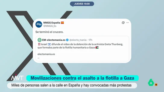 Iñaki López responde a las mofas del PP madrileño sobre la Flotilla: "No me parece lo más adecuado" Iñaki López reacciona en este vídeo a las burlas desde el PP madrileño sobre la Flotilla interceptada por Israel a pocas millas de Gaza y les recuerda que "hablamos de activistas que han ido allí a hacer una labor humanitaria".
