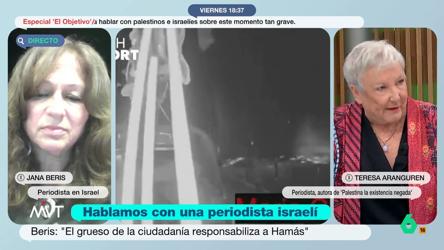 Teresa Aranguren y Jana Beris se enfrentan en Más Vale Tarde: "Israel no representa a los judios del mundo" La periodista israelí ha expuesto qué opina la sociedad israelí sobre las manifestaciones que se están viendo en todo el mundo en contra del genocidio en Gaza así como sobre la actividad de la Flotilla Global Sumud.
