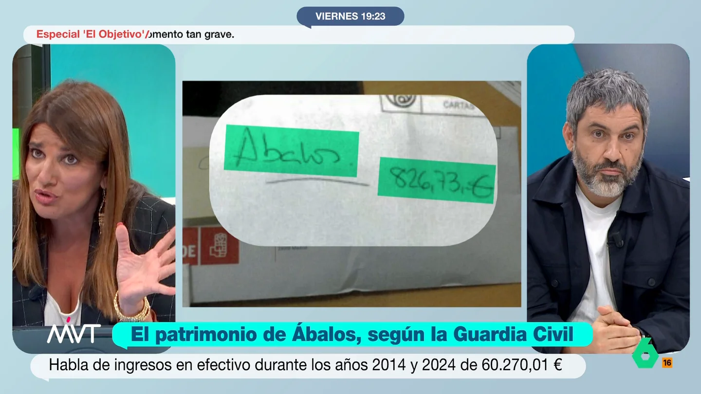 María Claver, sobre el informe de la UCO sobre Ábalos: "Llama la atención la utilización del cash, el resto no podemos" La UCO ha remitido un informe al Tribunal Supremo un informe de casi 300 páginas en el que se analiza el patrimonio del exministro socialista. En el mismo, además, incorporan la fotografía de dos sobres con dinero con el logo del PSOE.