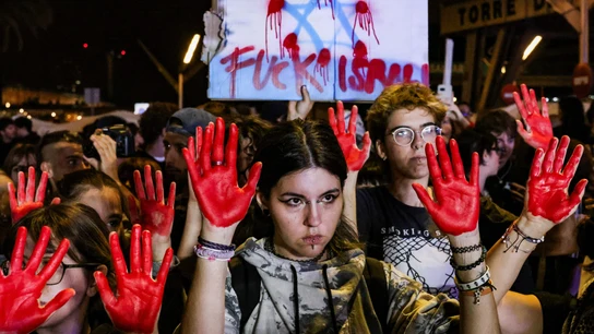 Manifestantes en Barcelona marchan en apoyo al pueblo palestino Manifestantes en Barcelona marchan en apoyo al pueblo palestino