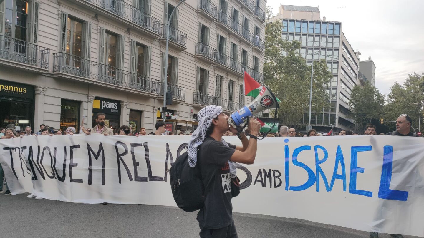 Cabecera de la manifestación de Barcelona. 