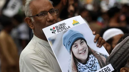 Imagen de una protesta en apoyo a la Global Sumud Flotilla Imagen de una protesta en apoyo a la Global Sumud Flotilla