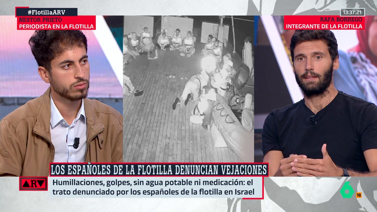 Rafa Borrego, de la Flotilla, relata el horror que vivieron en Israel: "Siete personas armadas hasta los dientes nos tiraron al suelo y nos apuntaron a la cabeza"