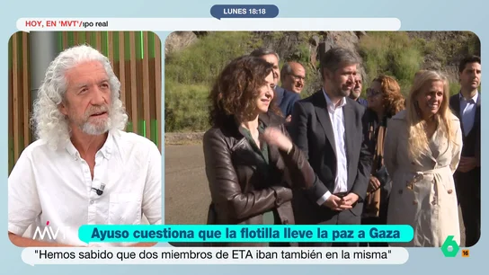 El padre de una tripulante de la flotilla responde a Ayuso: "Es falta de educación, cultura y falta de humanidad" "Me parece muy triste que haya personas así", comenta Antonio Buchó, cuya hija era una de las tripulantes de la flotilla de Gaza, que en este vídeo reacciona a los nuevos ataques de Ayuso a la misión humanitaria.