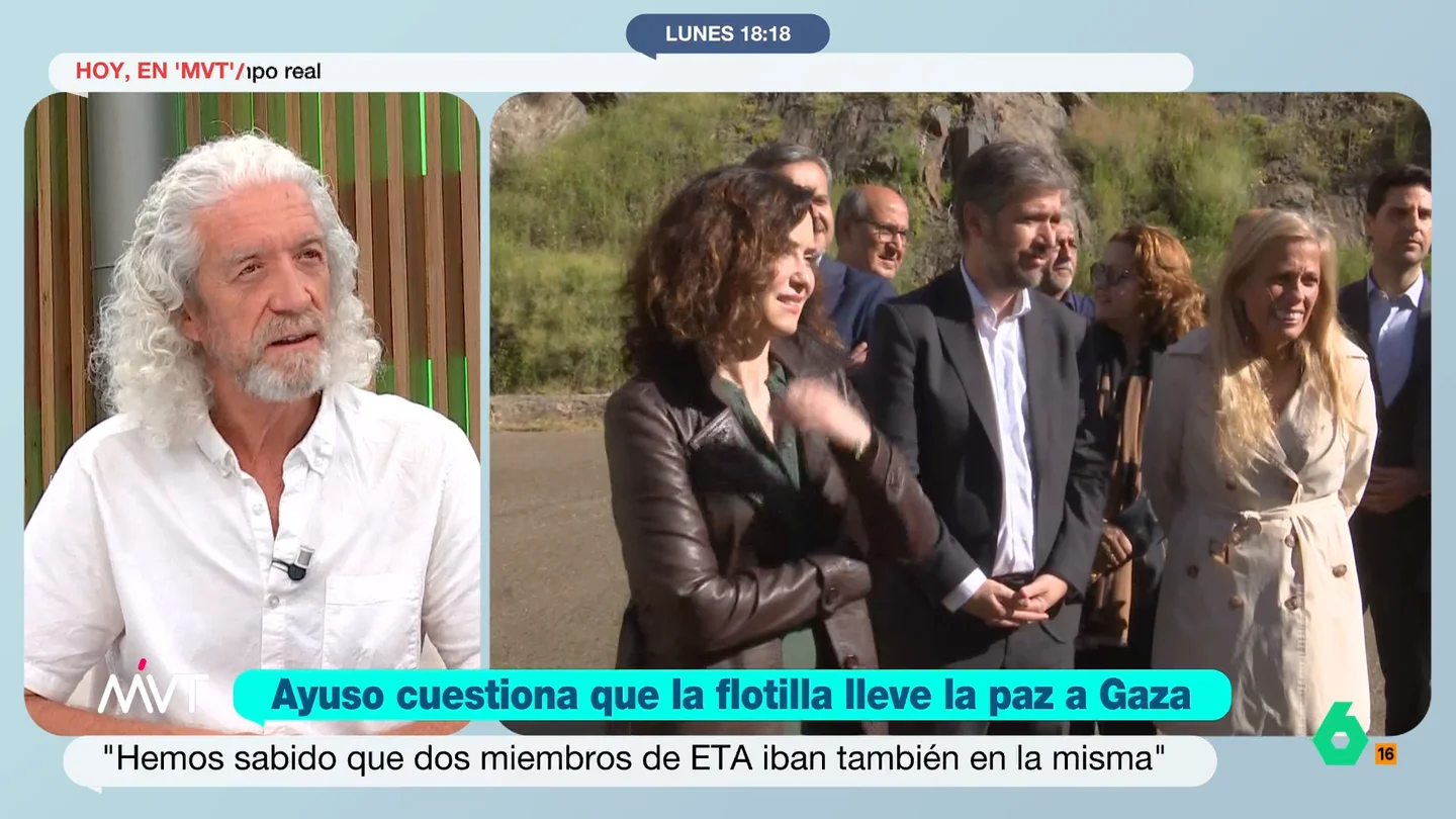 El padre de una tripulante de la flotilla responde a Ayuso: "Es falta de educación, cultura y falta de humanidad" "Me parece muy triste que haya personas así", comenta Antonio Buchó, cuya hija era una de las tripulantes de la flotilla de Gaza, que en este vídeo reacciona a los nuevos ataques de Ayuso a la misión humanitaria.