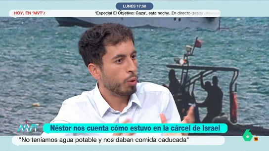 Néstor Prieto, periodista integrante de la Flotilla: "Percibí una voluntad de deshumanizarnos" El periodista expone en Más Vale Tarde cómo vivieron sus familiares su travesía en la Global Sumud y su posterior detención por parte del ejército de Israel. "Todos pensábamos que no iba a ser tan duro ni tan complicado", comenta.