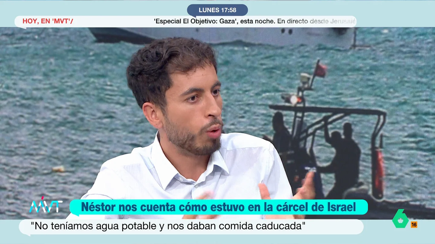 Néstor Prieto, periodista integrante de la Flotilla: "Percibí una voluntad de deshumanizarnos" El periodista expone en Más Vale Tarde cómo vivieron sus familiares su travesía en la Global Sumud y su posterior detención por parte del ejército de Israel. "Todos pensábamos que no iba a ser tan duro ni tan complicado", comenta.