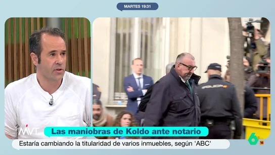 Javier Chicote explica las maniobras de Koldo para cambiar la propiedad de varios inmuebles Javier Chicote analiza en Más Vale Tarde su noticia en la que informa de varias visitas de Koldo a una notaría para cambiar la propiedad de varios inmuebles de terceros a nombre de su familia: "Busca salvaguardar ese patrimonio en su hija".