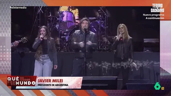 Dani Mateo, tras oír el concierto de Milei: "Espero que vuelva a la sierra mecánica, tiene un sonido más agradable" Desde 'Buenos Aires', Dani Mateo analiza los momentos más surrealistas del concierto de Javier Milei, desde su interpretación de una canción hebrea por la que "deberían juzgarle por un crimen contra la humanidad", a su versión de Nino Bravo.