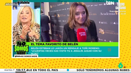 Belén Esteban estalla contra Toñi Moreno tras afirmar que Jesulín juega con sus hijos: "Será con los de Andalucía" Belén Esteban estalla contra Toñi Moreno tras afirmar que Jesulín juega con sus hijos: "Será con los de Andalucía"