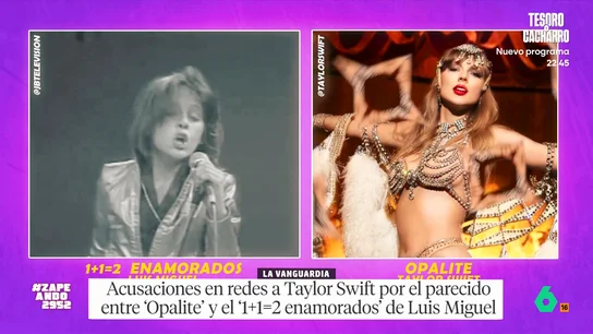 'Opalite', la nueva canción de Taylor Swift que desata la polémica: ¿es un plagio de un tema de Luis Miguel? En este vídeo, Miki Nadal y Dani Mateo opinan sobre 'Opalite', la nueva canción de Taylor Swift, y la polémica sobre un supuesto plagio de '1+1=2 Enamorados', un tema que cantaba Luis Miguel en su época juvenil.
