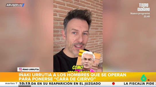 Iñaki Urrutia, a los hombres que se operan para ponerse "cara de ciervo": "Jorge Javier parece el malo de una película japonesa" Iñaki Urrutia, a los hombres que se operan para ponerse "cara de ciervo": "Jorge Javier parece el malo de una película japonesa"