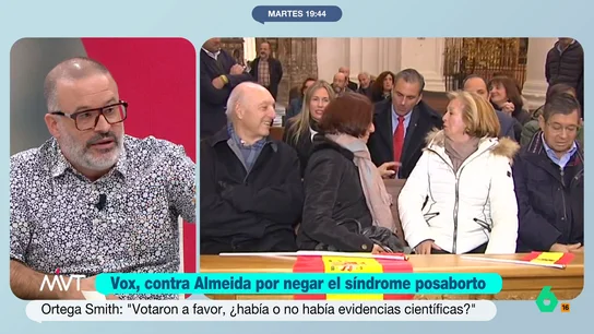 Edu Galán, sobre los roces entre PP y Vox por el falso síndrome posaborto: "Son los daños colaterales de estar a merced de Vox" Edu Galán reflexiona en este vídeo sobre los ataques de Vox a José Luis Martínez-Almeida por no poner en marcha el acuerdo sobre el falso 'síndrome posaborto' y el problema de que el PP no se afirme como "una derecha democrática".