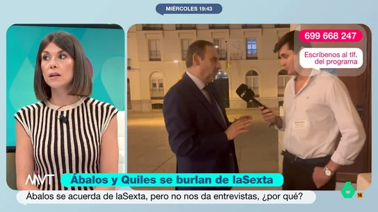 La reflexión de Ainhoa Martínez tras ver a Ábalos con Vito Quiles: "Calificarlo de pseudoperiodismo es una generosidad sublime" Ainhoa Martínez reacciona a las imágenes de José Luis Ábalos fumando y burlándose de laSexta junto a Vito Quiles, según la periodista "un activista acreditado en el Congreso que lo que hace es impedir el trabajo de los verdaderos periodistas".