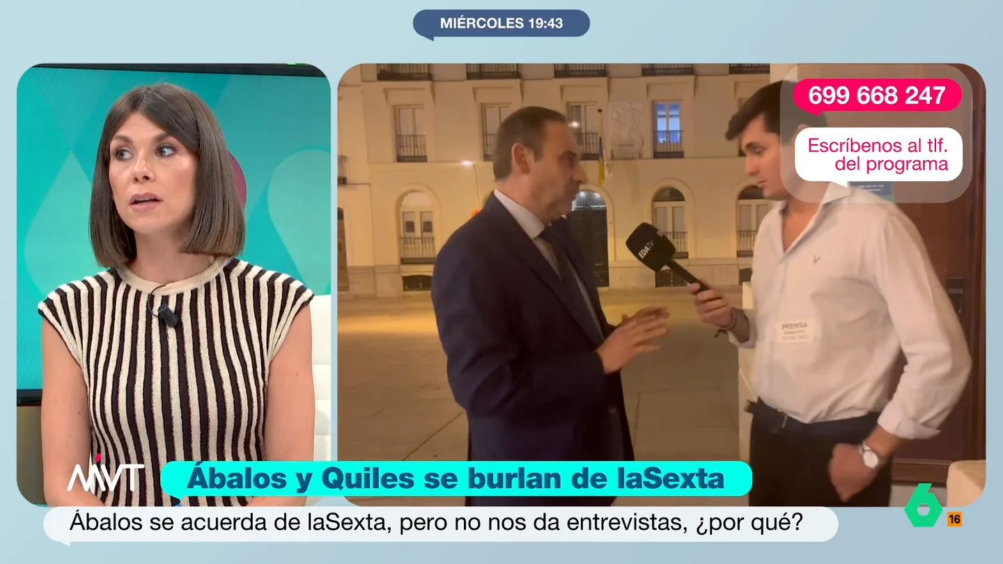 La reflexión de Ainhoa Martínez tras ver a Ábalos con Vito Quiles: "Calificarlo de pseudoperiodismo es una generosidad sublime" Ainhoa Martínez reacciona a las imágenes de José Luis Ábalos fumando y burlándose de laSexta junto a Vito Quiles, según la periodista "un activista acreditado en el Congreso que lo que hace es impedir el trabajo de los verdaderos periodistas".