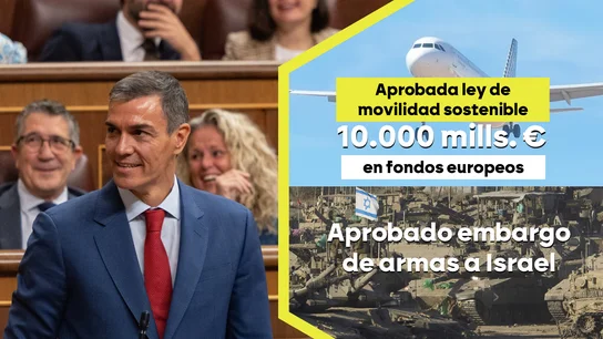El Gobierno salva la jornada parlamentaria con la salida adelante del embargo de armas a Israel y la ley de movilidad sostenible. El Gobierno salva la jornada parlamentaria con la salida adelante del embargo de armas a Israel y la ley de movilidad sostenible.
