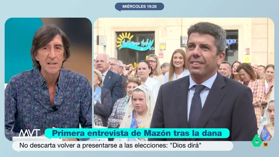 Benjamín Prado, sobre Carlos Mazón: "Su bajeza moral va más allá de la política" El presidente de la Generalitat ha sido entrevistado por el medio 'Ok Diario' donde ha hablado sobre si se presentará a las próximas elecciones o sobre si estuvo conectado el día de la DANA.