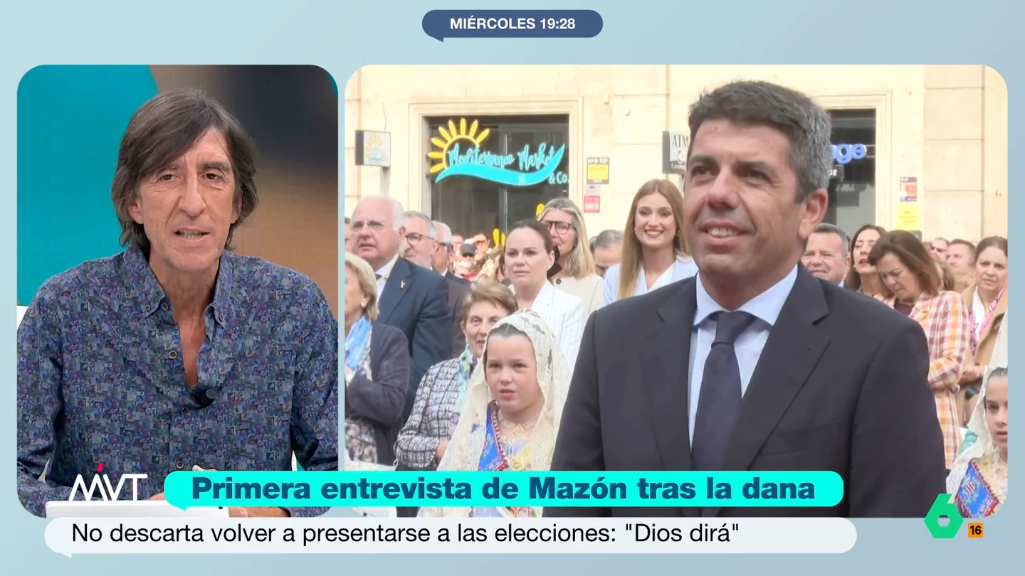Benjamín Prado, sobre Carlos Mazón: "Su bajeza moral va más allá de la política" El presidente de la Generalitat ha sido entrevistado por el medio 'Ok Diario' donde ha hablado sobre si se presentará a las próximas elecciones o sobre si estuvo conectado el día de la DANA.