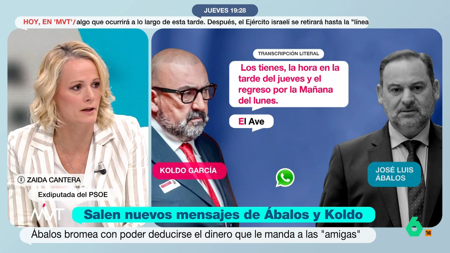 Zaida Cantera, sobre José Luis Ábalos: "Siento dolor interno porque he compartido escaño" Cantera ha manifestado su desagrado ante las últimas conversaciones entre Ábalos y Koldo que se han publicado. La ex vicepresidenta de la Asamblea Parlamentaria de la OTAN ha sido, además, diputada socialista.