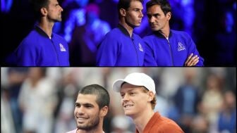 Novak Djokovic, Rafa Nadal, Roger Federer, Carlos Alcaraz y Jannik Sinner