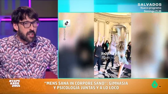 Quique Peinado "no puede" con un evento que combina gimnasio y psicólogo: "Intento hacer mi trabajo, pero es muy complicado" En Uruguay, una monitora se ha propuesto combinar zumba con mensajes motivadores en una mezcla que no convence para nada a Quique Peinado: "llamadme loco, pero no veo a Arun Mansukhani haciendo esto en la consulta".