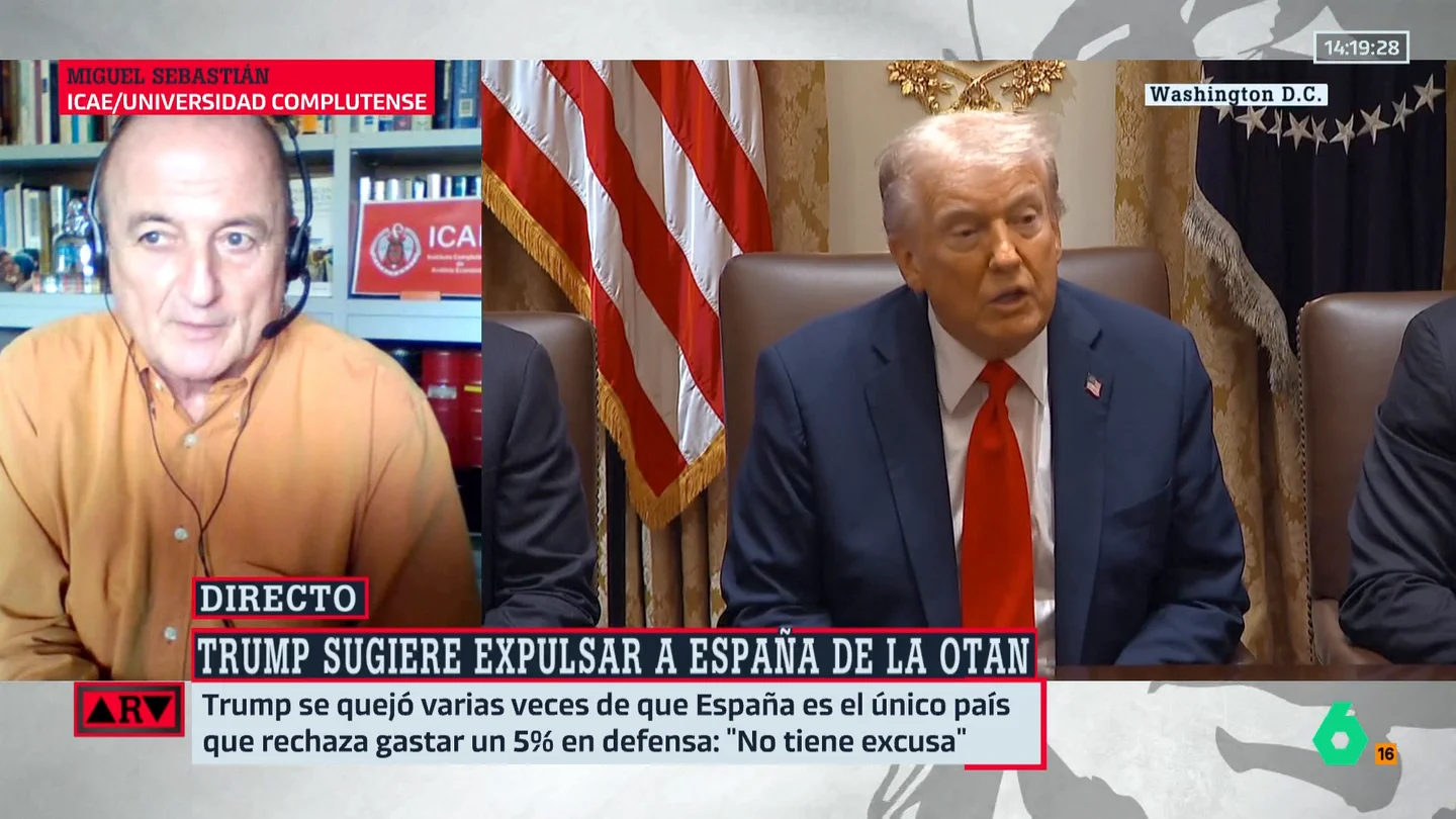 Miguel Sebastián señala que la amenaza de Trump a España sobre la OTAN "no es creíble": "El tratado no lo permite" Miguel Sebastián señala que la amenaza de Trump a España sobre la OTAN "no es creíble": "El tratado no lo permite"
