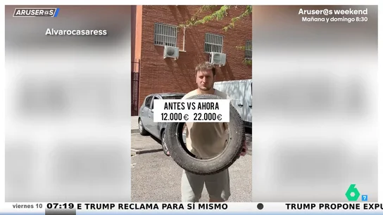 Un tiktoker, sobre la subida de precios en España desde los 2000: "Antes por 12.000 euros comprabas un coche de gama media, ahora ni una rueda" Un tiktoker, sobre la subida de precios en España desde los 2000: "Antes por 12.000 euros comprabas un coche de gama media, ahora ni una rueda"