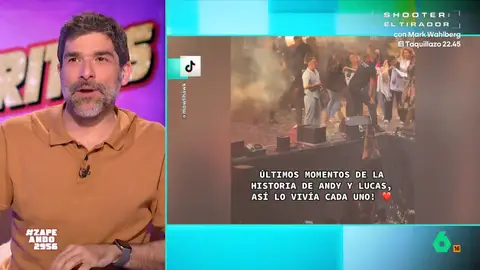 Nacho García reacciona a la fría despedida de Andy y Lucas: "Un poco más y cada uno hace el concierto en una ciudad distinta" Andy y Lucas decían adiós a su carrera como dúo este fin de semana y Zapeando les invita a venir para recordar su trayectoria juntos, pero como apunta Quique Peinado, "igual habría que invitar a uno un martes y a otro un jueves".