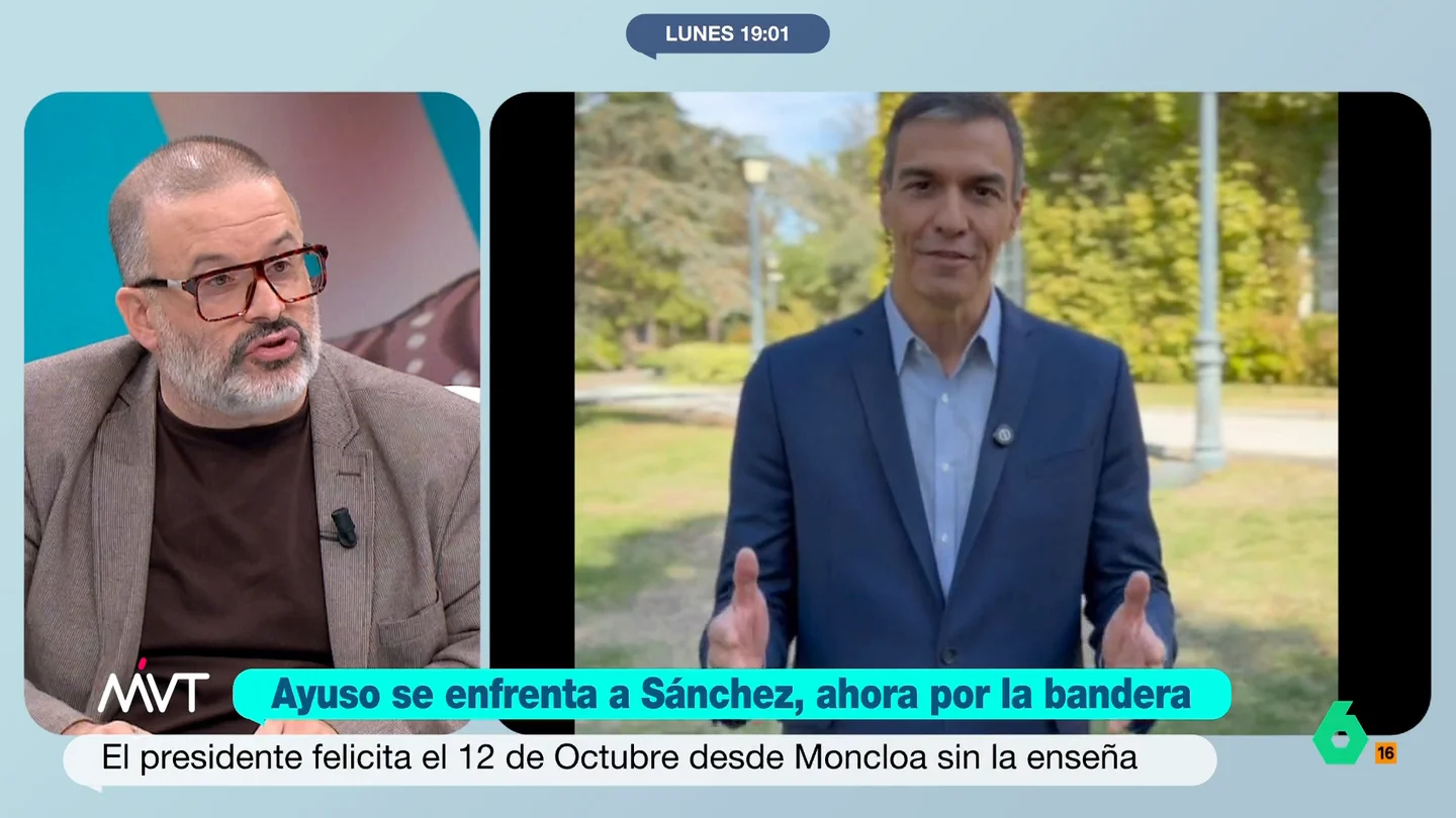 Edu Galán, irónico sobre el vídeo de Sánchez por el 12 de octubre: "Me falta el himno, la cruz cristiana y la cabra" Edu Galán, irónico sobre el vídeo de Sánchez por el 12 de octubre: "Me falta el himno, la cruz cristiana y la cabra"
