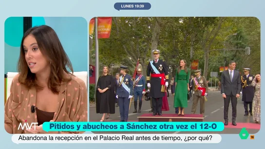 Thais Muñoz explica qué se dijo en los corrillos sobre Sánchez tras abandonar antes de tiempo los actos del 12-O Thais Muñoz explica qué se dijo en los corrillos sobre Sánchez tras abandonar antes de tiempo los actos del 12-O