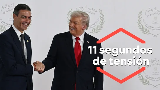 Trump lanza una pulla a Sánchez por el gasto en Defensa pese a su amistoso saludo: "¿Estáis trabajando con respecto al PIB?" Trump lanza una pulla a Sánchez por el gasto en Defensa pese a su amistoso saludo: "¿Estáis trabajando con respecto al PIB?"