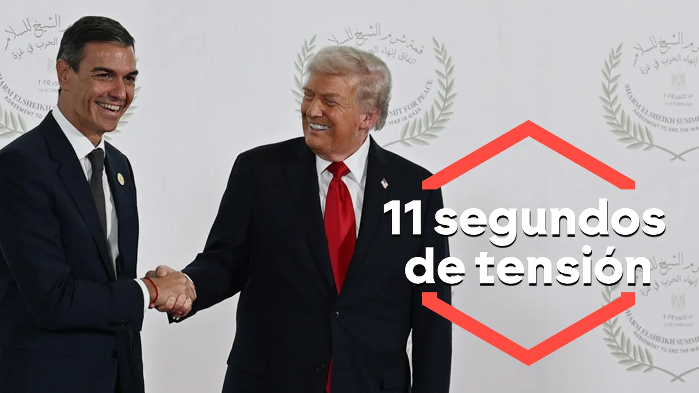 Trump lanza una pulla a Sánchez por el gasto en Defensa pese a su amistoso saludo: "¿Estáis trabajando con respecto al PIB?" Trump lanza una pulla a Sánchez por el gasto en Defensa pese a su amistoso saludo: "¿Estáis trabajando con respecto al PIB?"