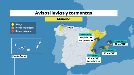 Alice todav&iacute;a no ha terminado: las fuertes lluvias vuelven a Tarragona, Baleares y norte de la Comunidad Valenciana
