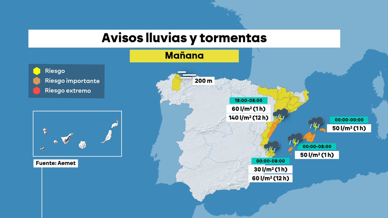 Alice todavía no ha terminado: las fuertes lluvias vuelven a Tarragona, Baleares y norte de la Comunidad Valenciana