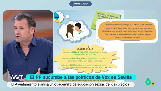Iñaki López critica al PP y Vox por eliminar un libro de educación sexual: "Se quejan del aborto y quitan la vía para prevenirlos" Iñaki López critica al PP y Vox por eliminar un libro de educación sexual: "Se quejan del aborto y quitan la vía para prevenirlos"