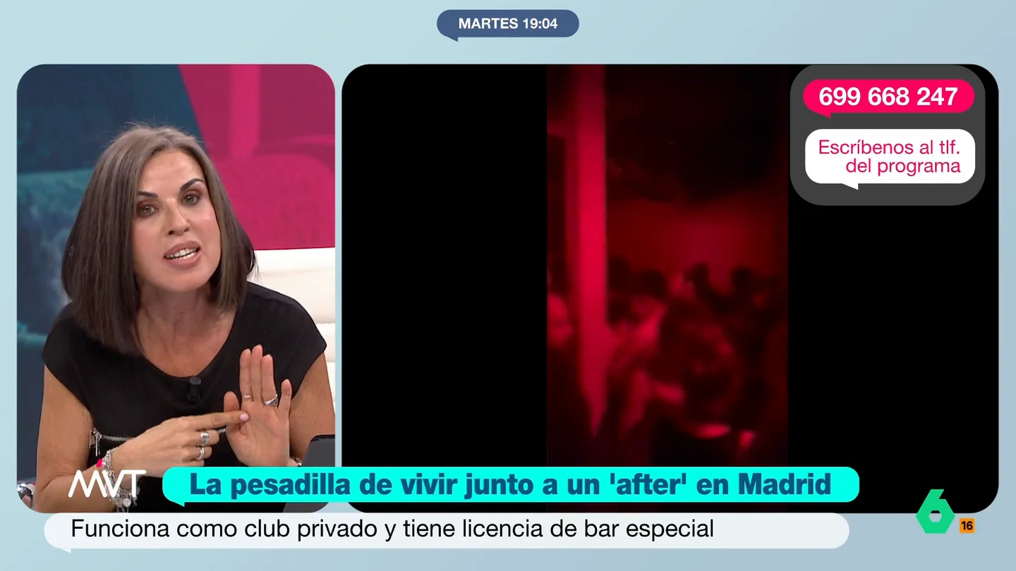 Bea de Vicente recomienda a los vecinos del 'after' ilegal de Madrid cómo proceder para denunciarlo: "Verás como la cosa cambia" Bea de Vicente recomienda a los vecinos del 'after' ilegal de Madrid cómo proceder para denunciarlo: "Verás como la cosa cambia"