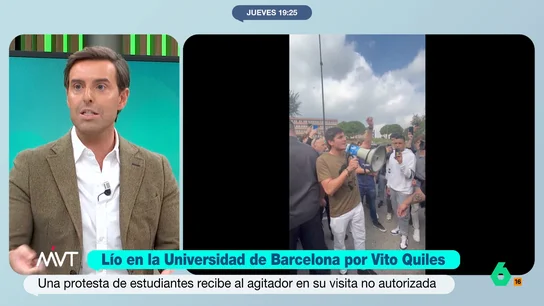 Pablo Montesinos, sobre el lío con Vito Quiles en la Universidad Autónoma de Barcelona: "A quien beneficia es a él" "Si todo hubiera transcurrido con normalidad, hubiera sido un breve o ni tan siquiera eso, pero al final se ha montado el pollo y Vito Quiles lo ha utilizado para sus proclamas", afirma Pablo Montesinos en este vídeo.