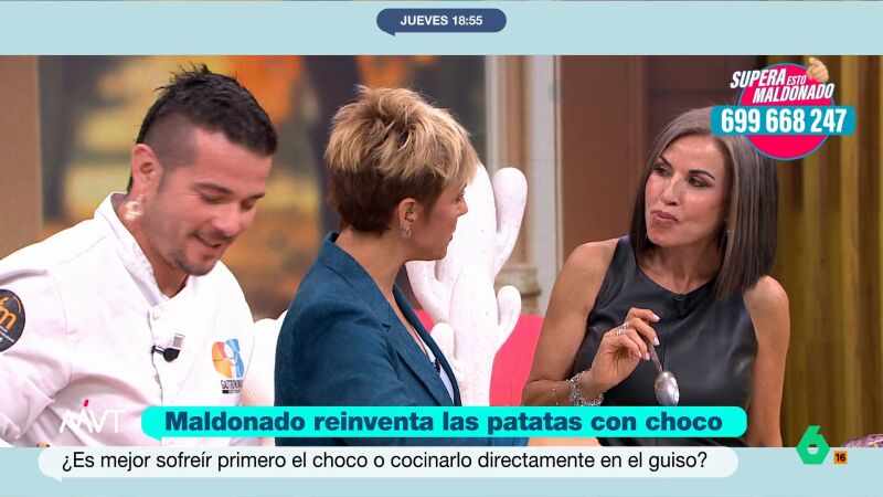 Beatriz de Vicente valora la versión de Carlos Maldonado de su receta de papas con choco: "Mamá, te encantaría"