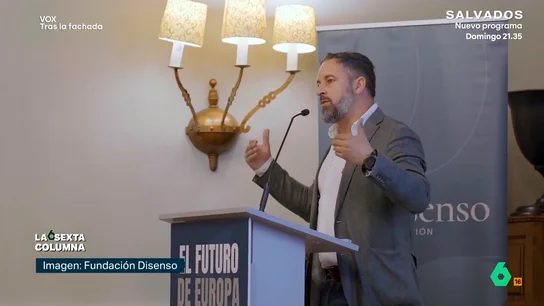 Las millonarias donaciones de Vox a Disenso, la fundación que preside Abascal: "Escapa absolutamente al control de los afiliados" laSexta Columna analiza con expertos las transferencias por más de 10 millones de euros realizadas por Vox a Disenso, una fundación que, como apunta Miguel González, "preside el ciudadano Santiago Abascal, no el presidente de Vox".