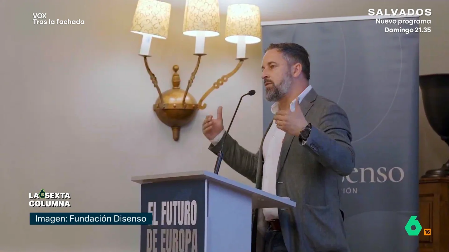Las millonarias donaciones de Vox a Disenso, la fundación que preside Abascal: "Escapa absolutamente al control de los afiliados" laSexta Columna analiza con expertos las transferencias por más de 10 millones de euros realizadas por Vox a Disenso, una fundación que, como apunta Miguel González, "preside el ciudadano Santiago Abascal, no el presidente de Vox".