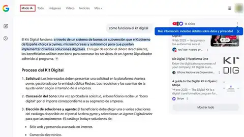 Respuesta generada con el modo IA de Google Respuesta generada con el modo IA de Google