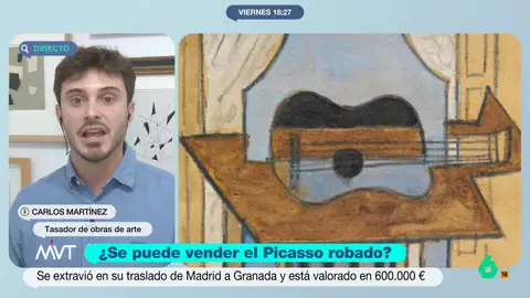 Un tasador de obras de arte explica cómo se trasladan este tipo de piezas de alto valor: "Están vigiladas por mil ojos" El pasado 10 de octubre se denunció la desaparición de un cuadro de Pablo Picasso, titulado Naturaleza muerta con guitarra. Se perdió la pista de la obra durante su traslado de Madrid a Granada.