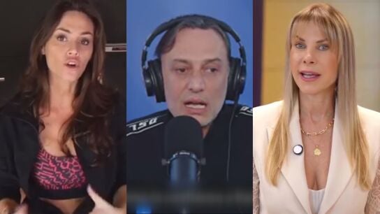 Laura Soldano, Sergio Figliuolo y Karen Reichardt, candidatos de La Libertad Avanza en las legislativas de Argentina.