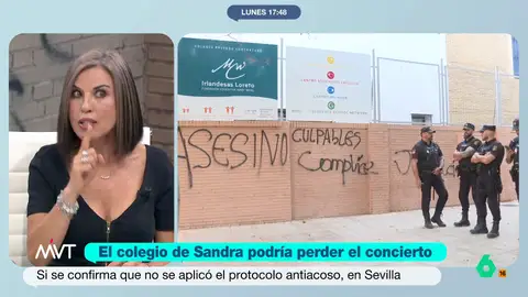 "Podría ser condenado a la extinción": Bea de Vicente, sobre el colegio de Sandra, la joven que se ha suicidado en Sevilla El colegio de Sandra, la joven de 14 años que sufría acoso escolar y se ha suicidado en Sevilla, está siendo investigado por la Fiscalía de Menores por no haber aplicado los protocolos. En este vídeo, Bea de Vicente explica a qué se enfrentaría.