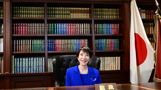 Sanae Takaichi, en una rueda de prensa en la oficina del Partido Liberal Democrático Sanae Takaichi, en una rueda de prensa en la oficina del Partido Liberal Democrático