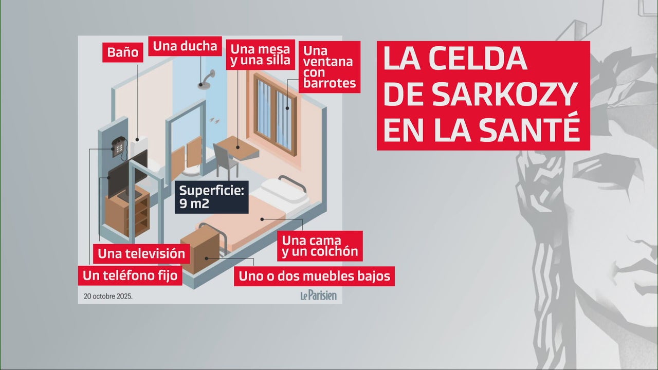 Televisión, teléfono fijo y baño individual: así es la celda de nueve metros cuadrados donde ha ingresado Sarkozy