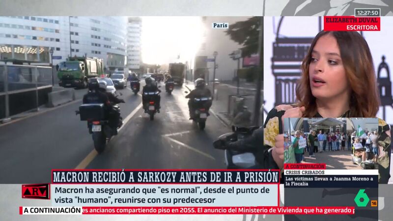Elizabeth Duval ironiza sobre la celda de Sarkozy: "Habrá jóvenes que vean con envidia su celda, es mejor que el piso que pueden permitirse"