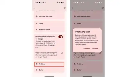 Archivando tarjetas y pases en Google Wallet Archivando tarjetas y pases en Google Wallet